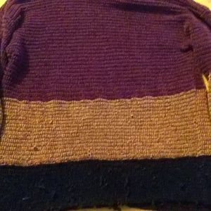 Lumiére Maroon, Brown, Yellow Velvet Sweater